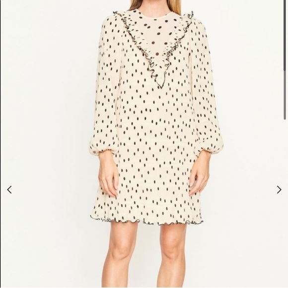 ganni pleated georgette mini dress